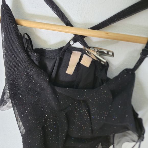 Ladies Long Shimmer Side Slit Spaghetti Strap Dress Size Small - Picture 6 of 9